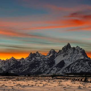 Sunset winter mountains wallpaper