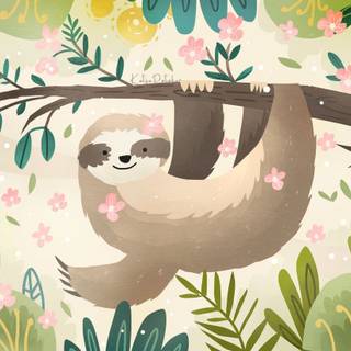 Spring sloths wallpaper