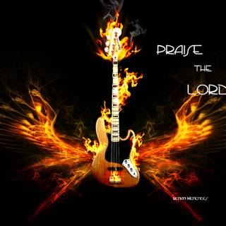 Guitar on fire wallpaper