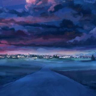 Anime landscape iPhone wallpaper