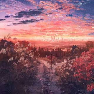 Anime landscape iPhone wallpaper