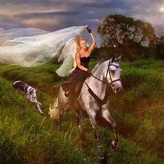 Dogs and horses wallpaper