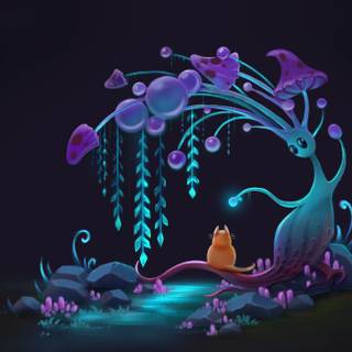 Mushroom cat wallpaper