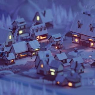 Snowy town wallpaper