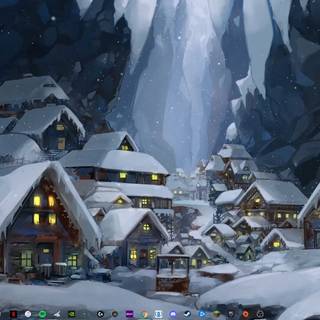 Snowy town wallpaper