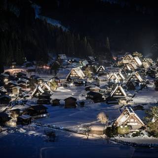 Snowy town wallpaper