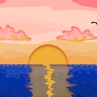 Pixel blue wallpaper