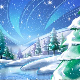 Winter green trees wallpaper