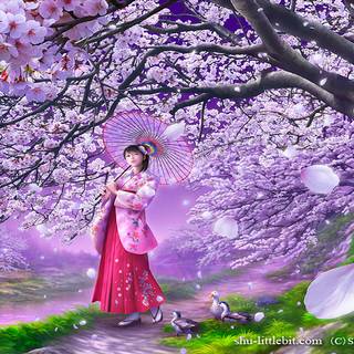 Spring walk wallpaper