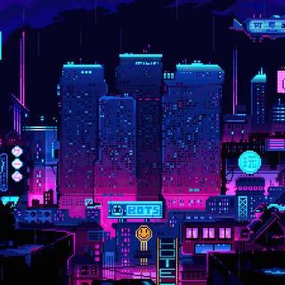 Purple pixel art wallpaper