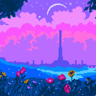 Purple pixel art wallpaper