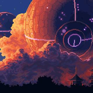 Purple pixel art wallpaper