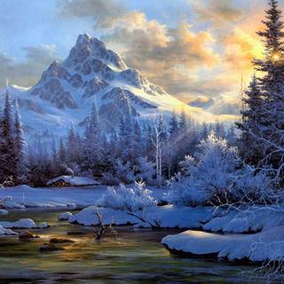 Snowy river winter wallpaper