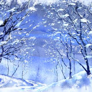 Winter anime forest wallpaper