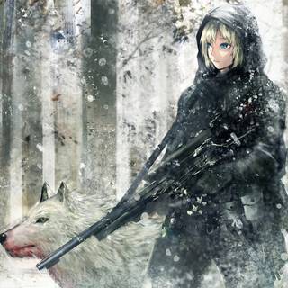 Winter anime forest wallpaper