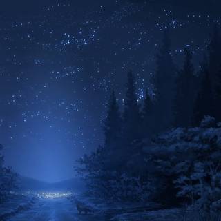 Winter anime forest wallpaper