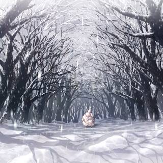 Winter anime forest wallpaper