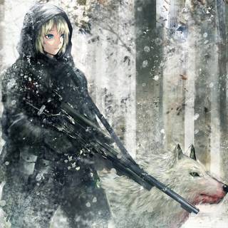 Winter anime forest wallpaper