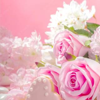 Valentine flowers vertical wallpaper