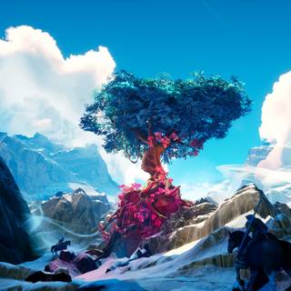 Winter pink tree wallpaper