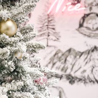 Winter pink tree wallpaper