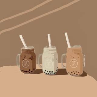 Spring bubble tea wallpaper