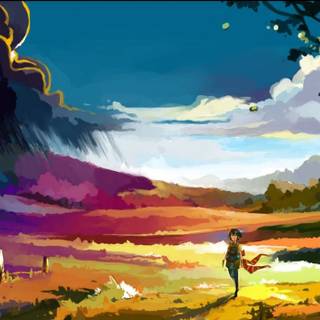 Scenery painting wallpaper