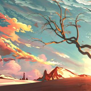 Scenery painting wallpaper