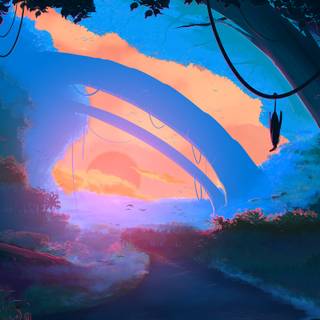 Scenery painting wallpaper