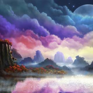 Scenery painting wallpaper