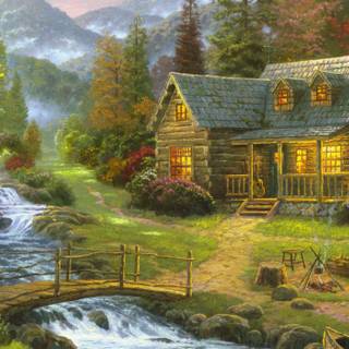Scenery painting wallpaper