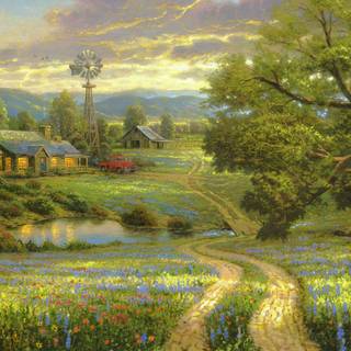 Scenery painting wallpaper