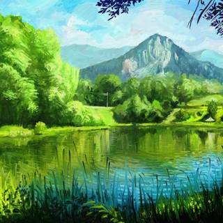 Scenery painting wallpaper