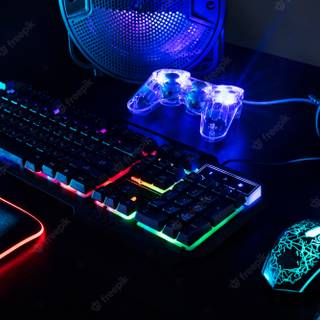 PC gaming setup wallpaper