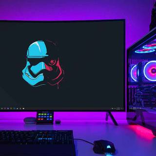 PC gaming setup wallpaper