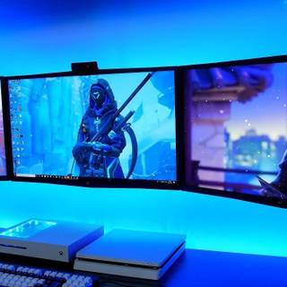 PC gaming setup wallpaper