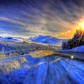 Colorful winter scenes wallpaper
