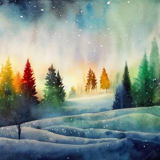 Colorful winter scenes wallpaper