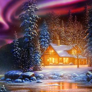 Colorful winter scenes wallpaper