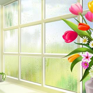 Spring flower vase wallpaper