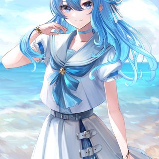 Anime girls with blue hair wallpaper