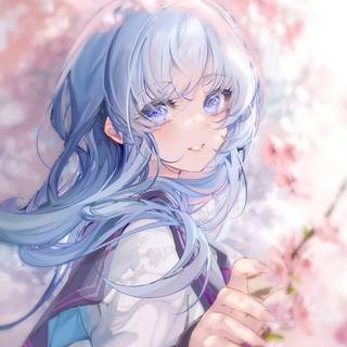 Anime girls with blue hair wallpaper