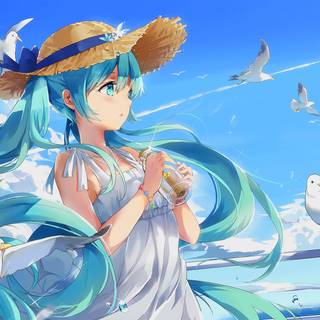 Anime girls with blue hair wallpaper