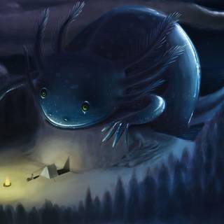 Cartoon axolotl wallpaper