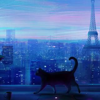 Night cat wallpaper