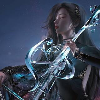 Woman with long hair wallpaper