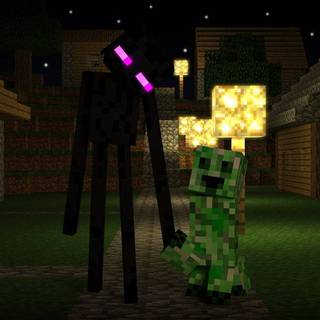 Minecraft Enderman and Creeper wallpaper