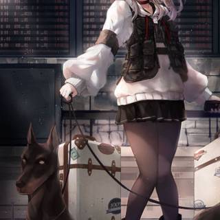 Anime girl with dog wallpaper