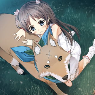 Anime girl with dog wallpaper