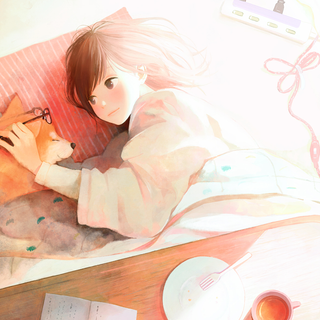 Anime girl with dog wallpaper